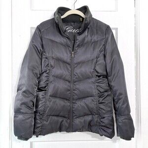 Guess Womens Down Puffer Jacket Medium M Grey Down Feather Filler Streetwear